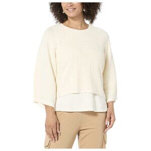 Wynne Layers Sweater Womens XL Ribbed Knit Wide Sleeve Pullover Layered Top